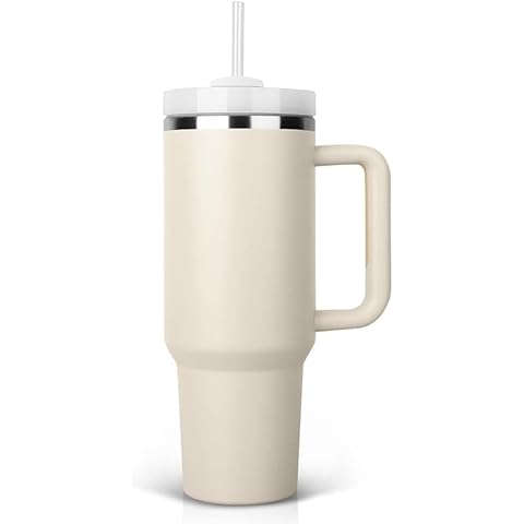 Flowsta Classic White Tumbler – 1200ml with Handle & Straw